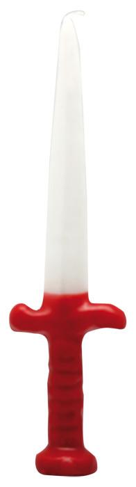 Vela Forma Espada Chango 24 cm  (Blanco-Rojo)