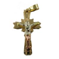 Amuleto Cristo en Cruz Tumbaga 3 Metales 4.5 cm