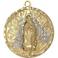Amuleto Guadalupe con Calendario Tumbaga 2 Metales 3.5 cm