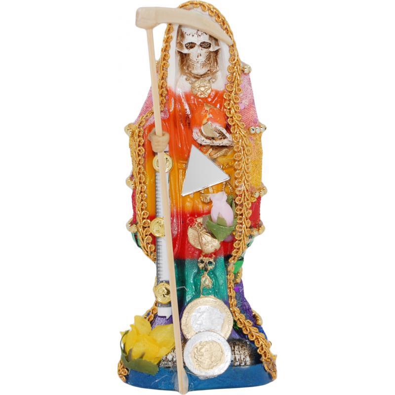 Imagen Santa Muerte Vestida 20 cm. (7 Colores) (c/ Amuleto Base) - Resina, Artesanal