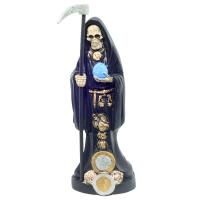 Imagen Santa Muerte 20 cm. (Negro) (Amuleto semillas) - Resi...